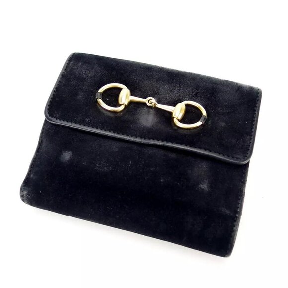 GUCCI W hook purse hose bit suede ?~ leather Authentic used - Picture 1 of 16